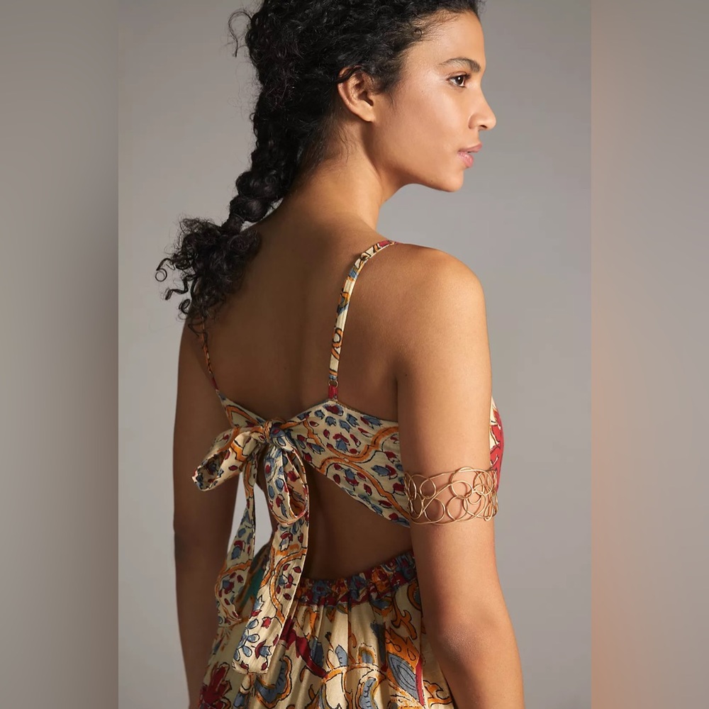 NWT Love The Label From Anthropologie Floral Border Print Maxi Dress Size XS - Picture 2 of 5